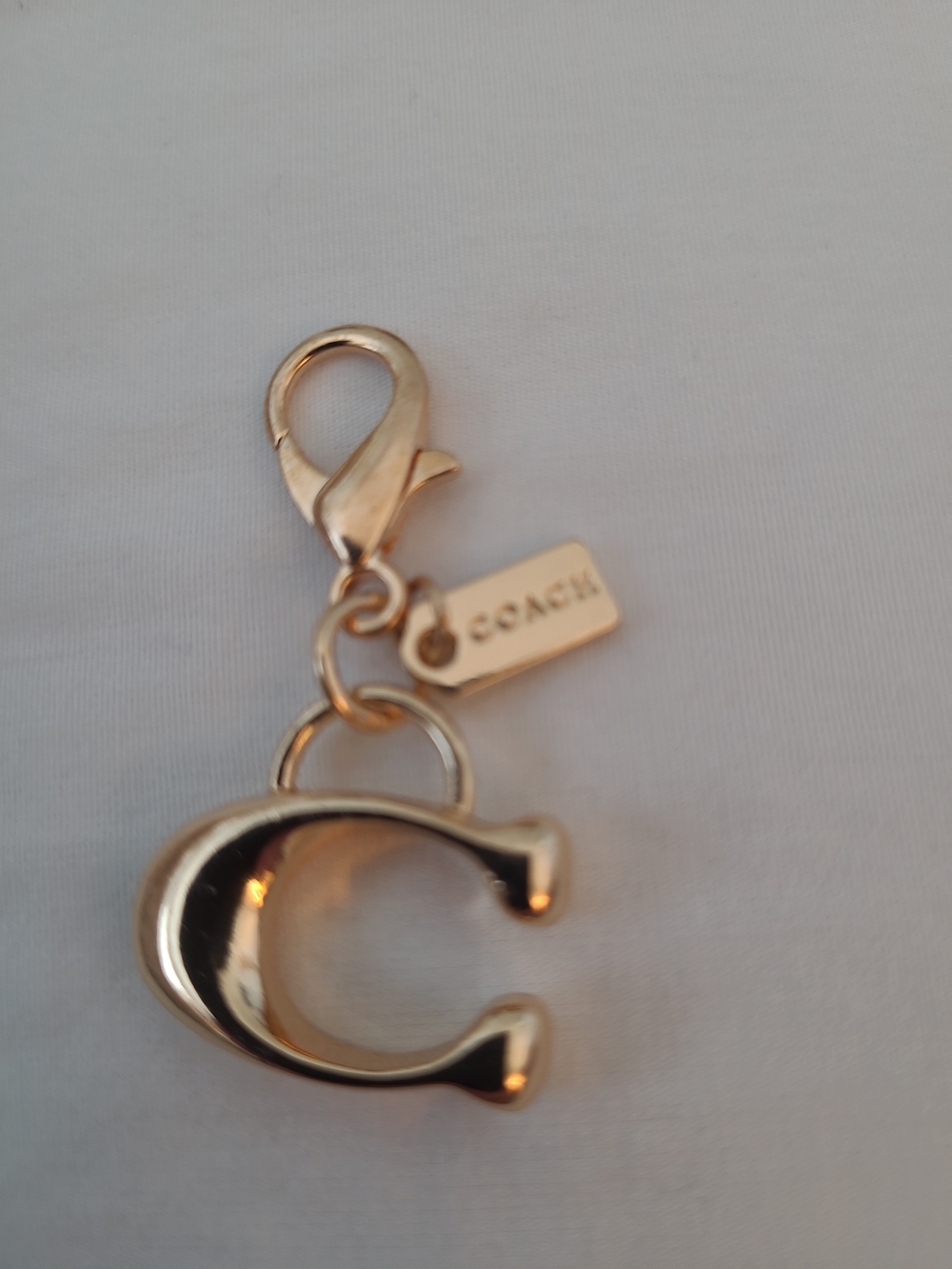 COACH Yelloe Gold 'C' Charm Keychain Clip
